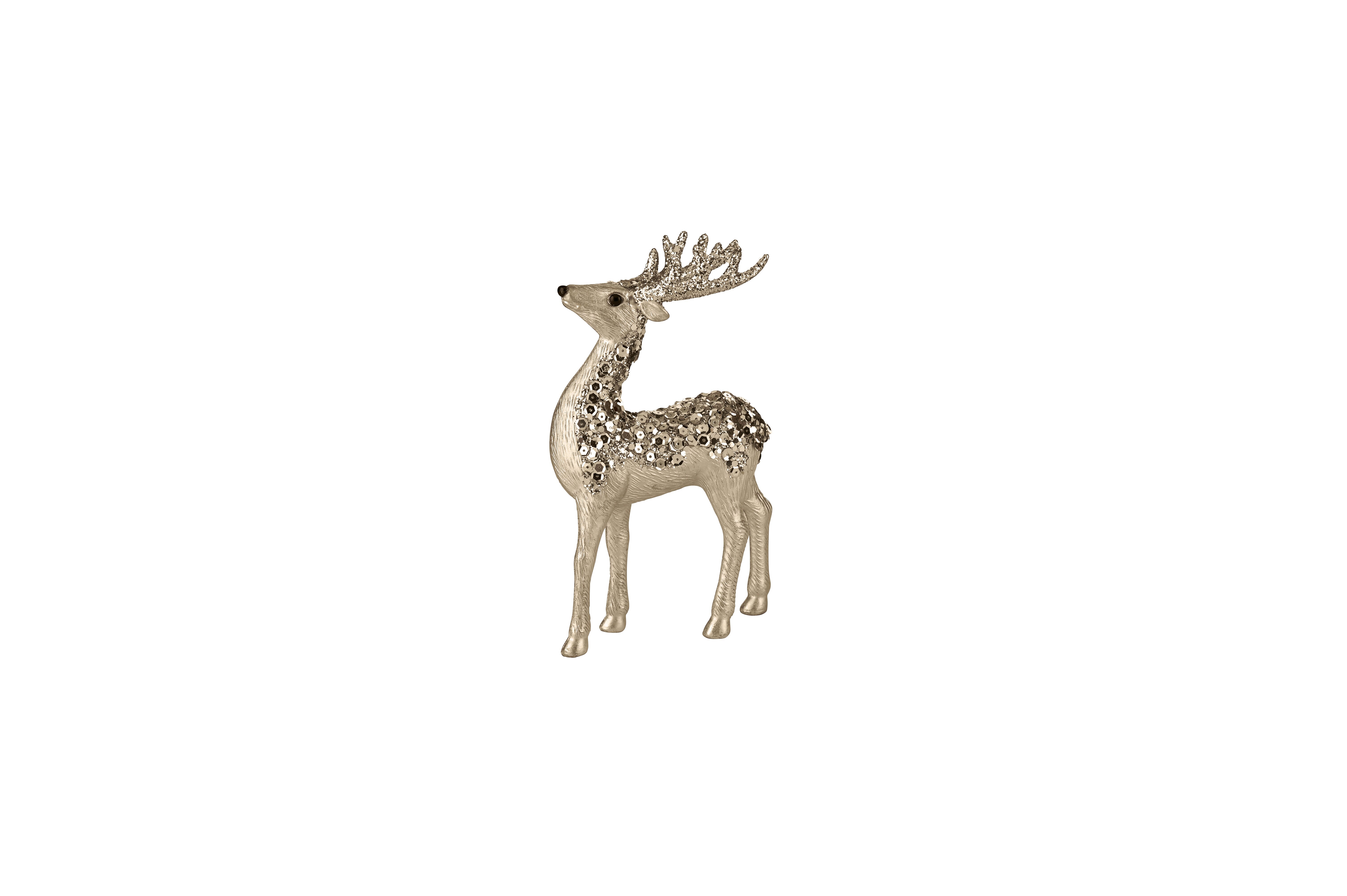 Seoul, Hirsch, H20,5cm, Pailletten, gold