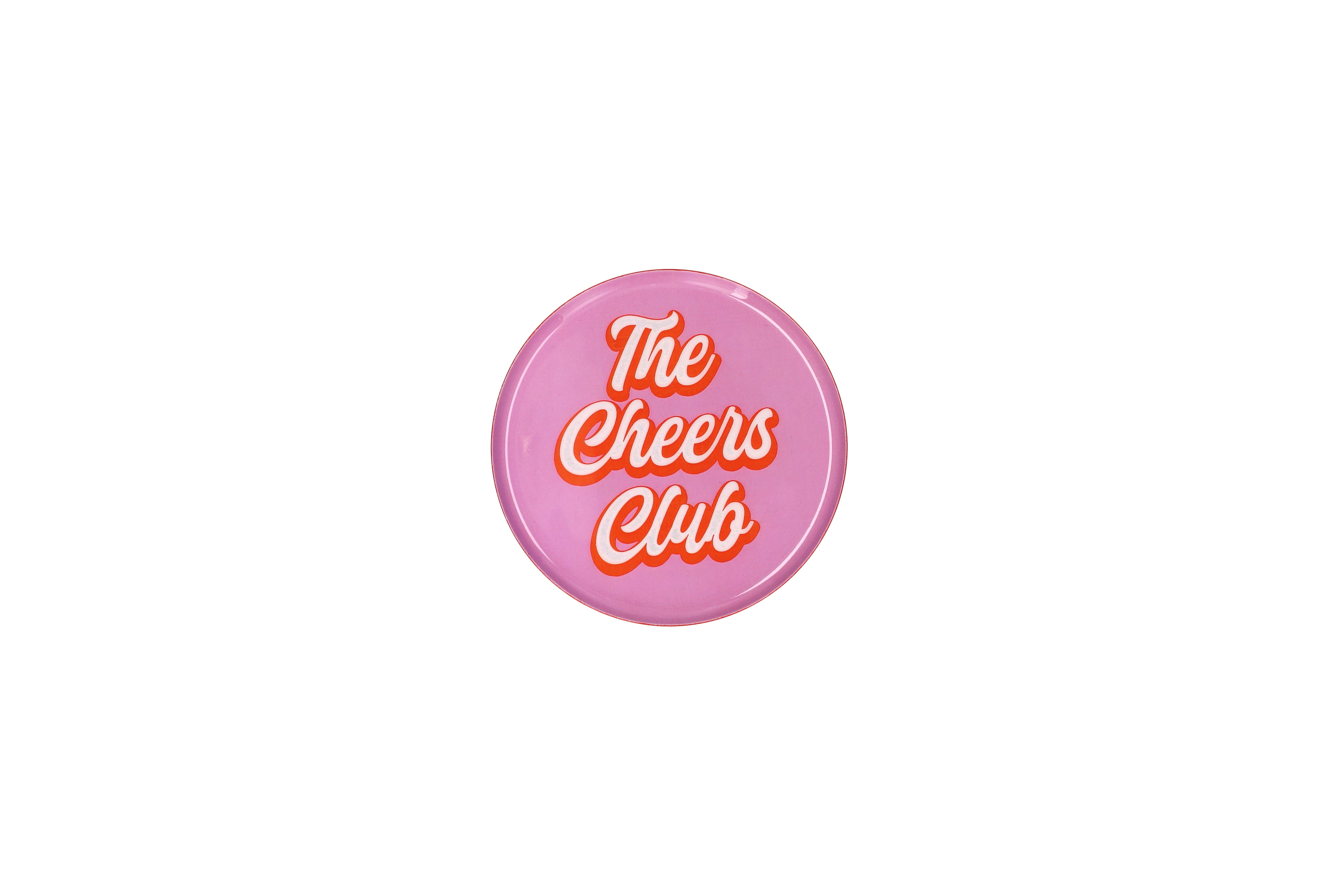 Love Trays, Dekotablett, XS, Motiv: The Cheers Club, rund, rosa