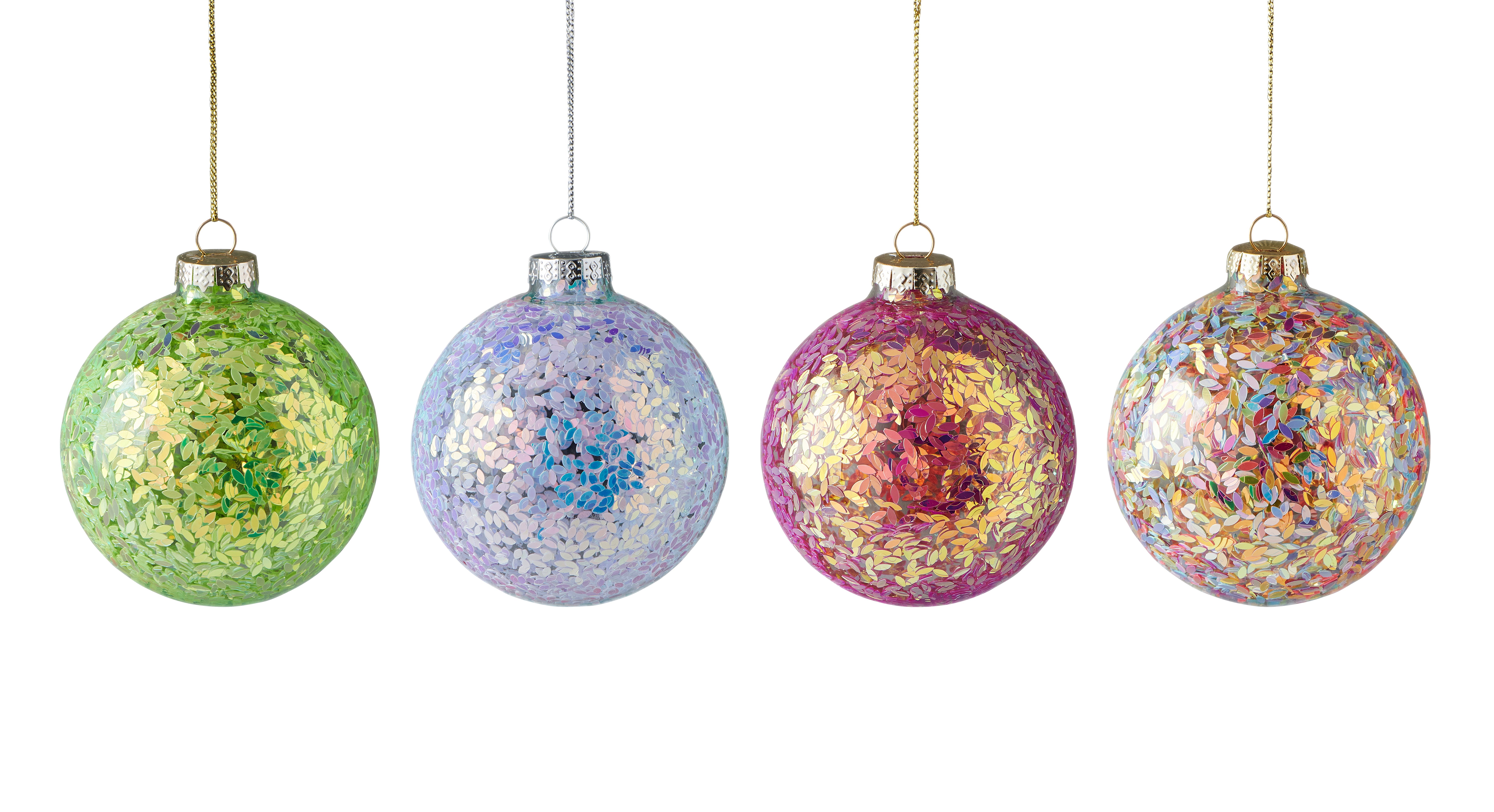 Seoul,Weihnachtskugel, 8cm, 4fach sortiert, mit ovalen Glitter (innen), lila/rosa/grün/bunt