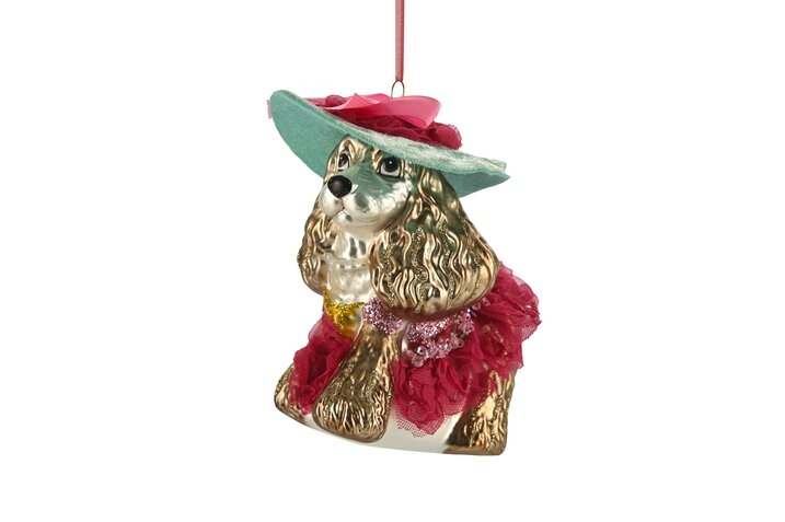 Hänger Spaniel mit Hut, mehrfarbig