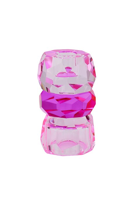 Palisades, Kristallglas, Kerzen-/Teelichthalter H10,5cm, rosa/pink, gs