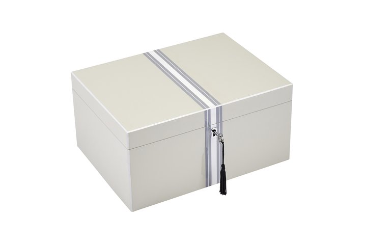 Tang, Schmuckbox mit Streifen, L mit Schloss, flannel