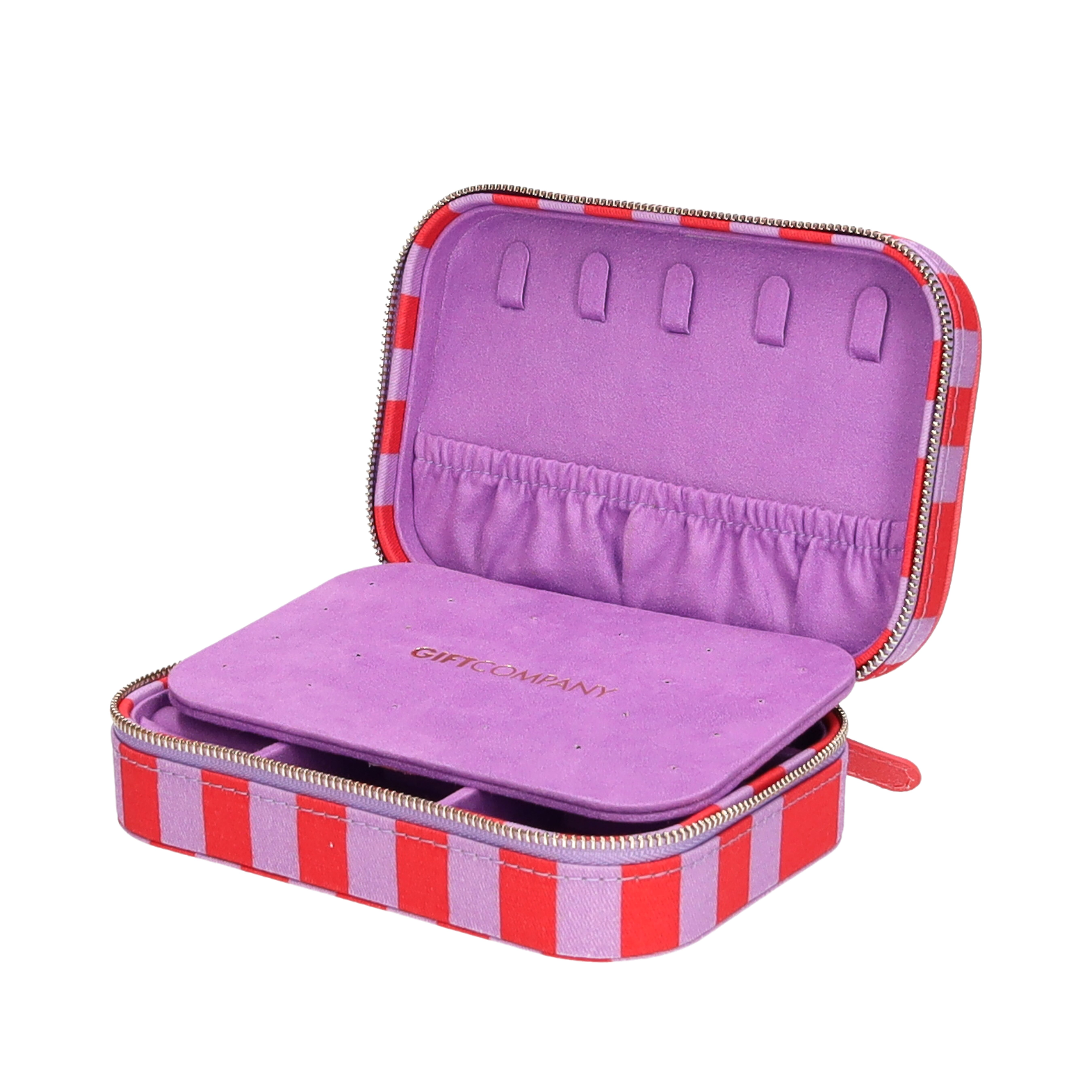 Treasure, Schmucketui, S, gestreift, rot/ lila