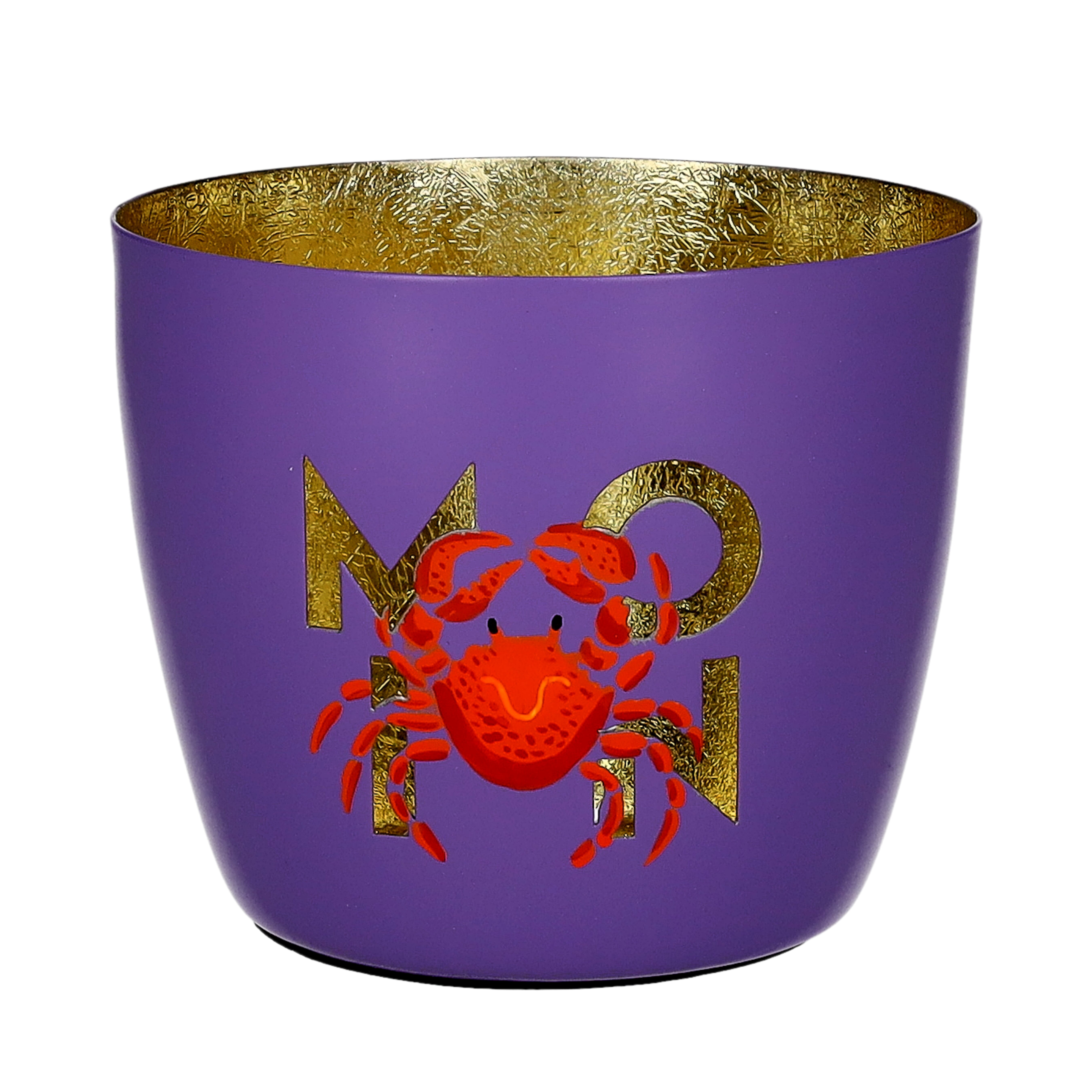 Madras, Windlicht, M, Motiv: Moin/ Hummer, lila/gold