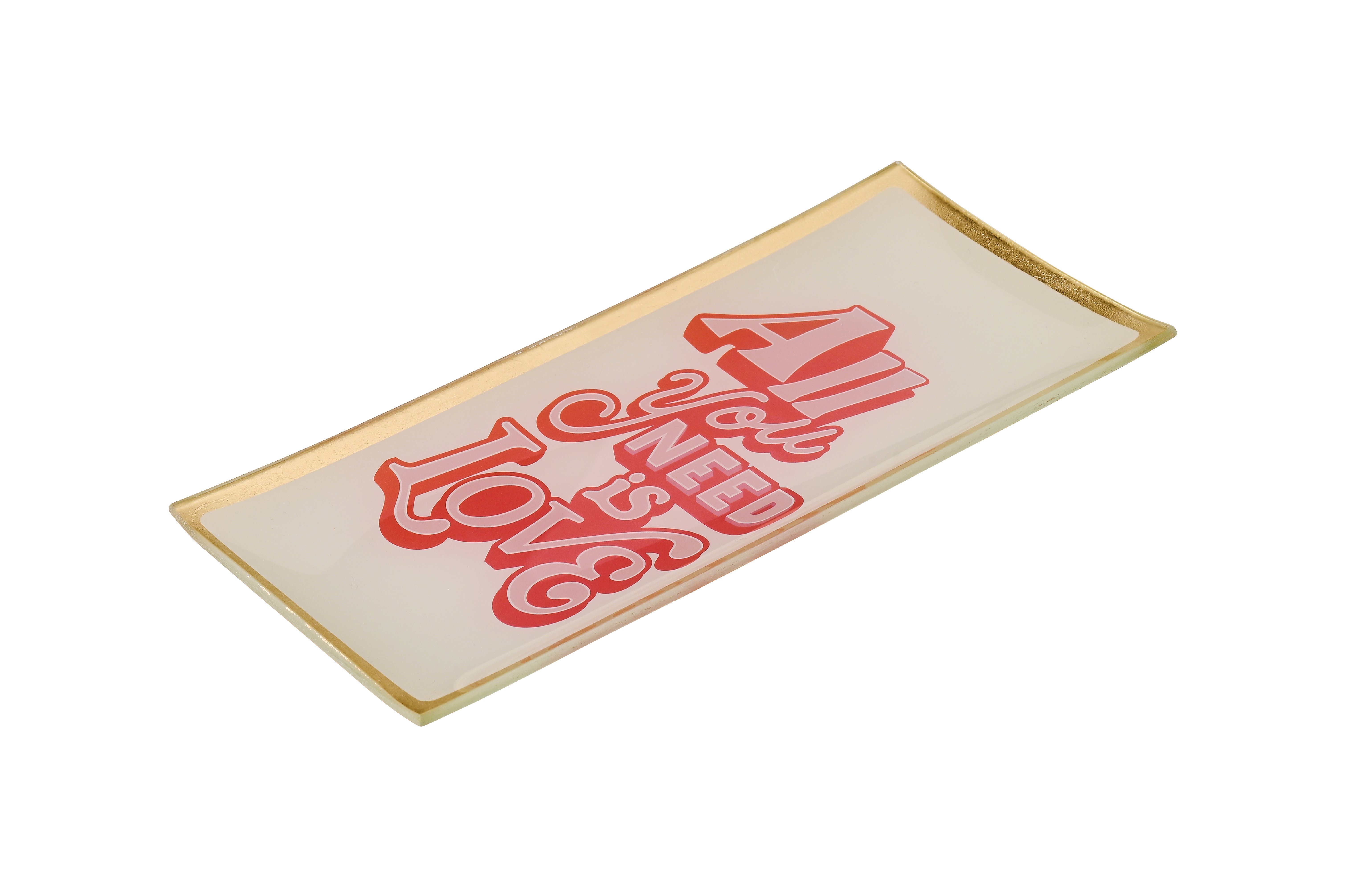 Love Plates, glass plate, L, All you need is Love,  white/pink