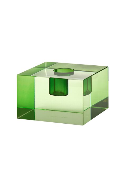 Dioptrics, crystal candle holder, S(h5cm), block shape, green, sprayed