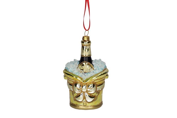Hänger Champagnerflasche im Kühler, gold