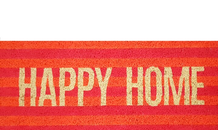 doormat, happy home, neon, multicolor