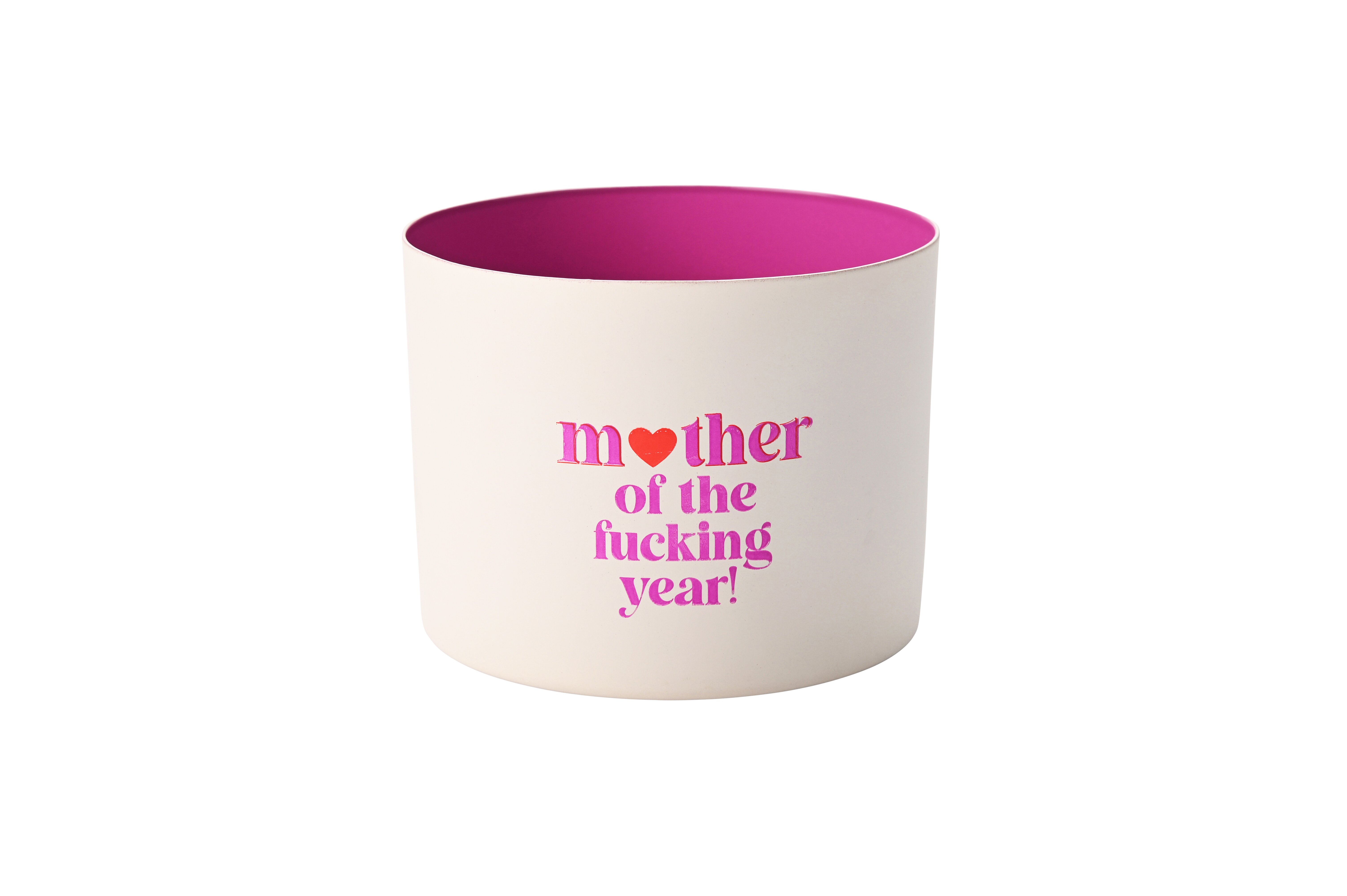 Goa, Windlicht, Motiv: Mother of the fucking year!, weiß/neon pink