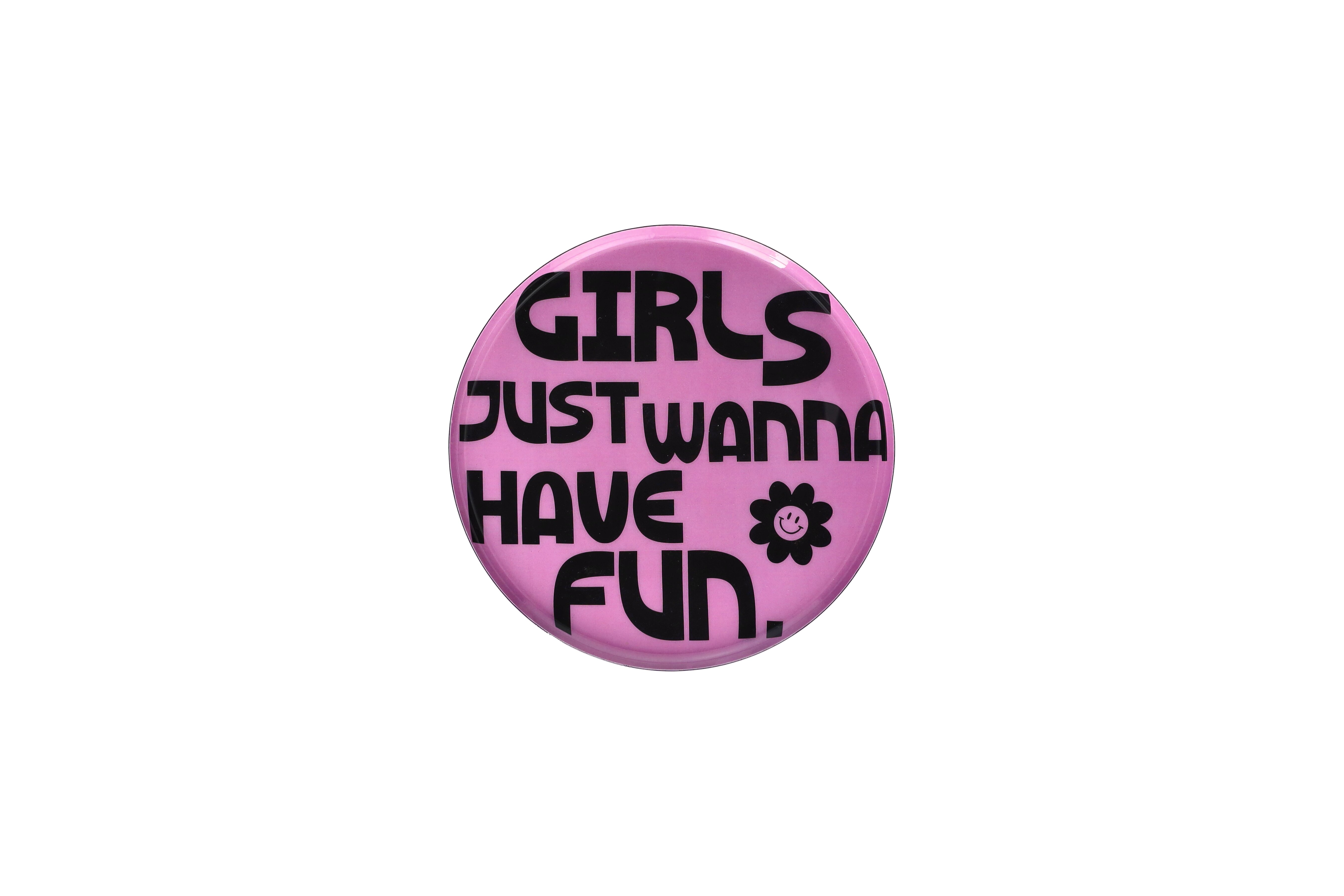 Love Trays, deco tray, S, motive: girls just wanna have fun, round, pink