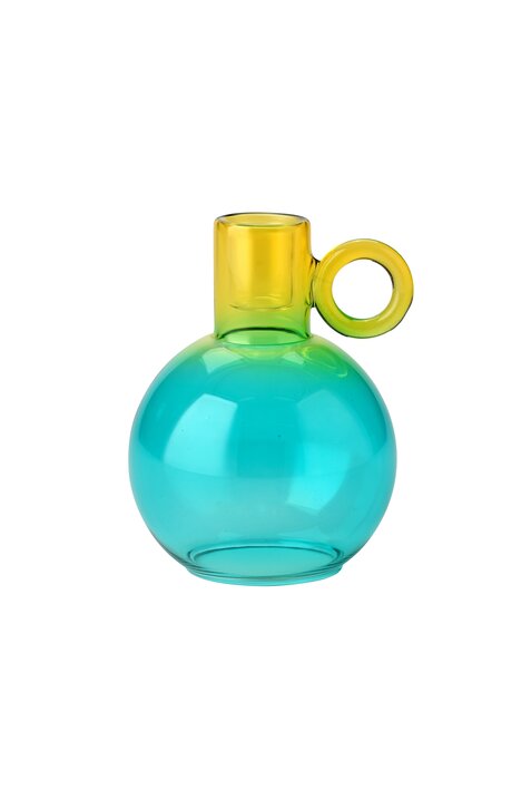 Voile, Kerzenhalter, Borosilikatglas, gelb/blau, gs