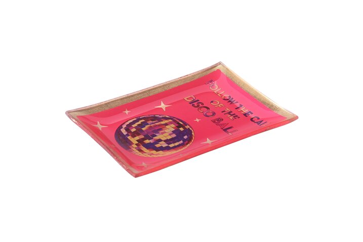 Love Plates, Glasteller M, Motiv: Follow the call of the disco ball, neon pink