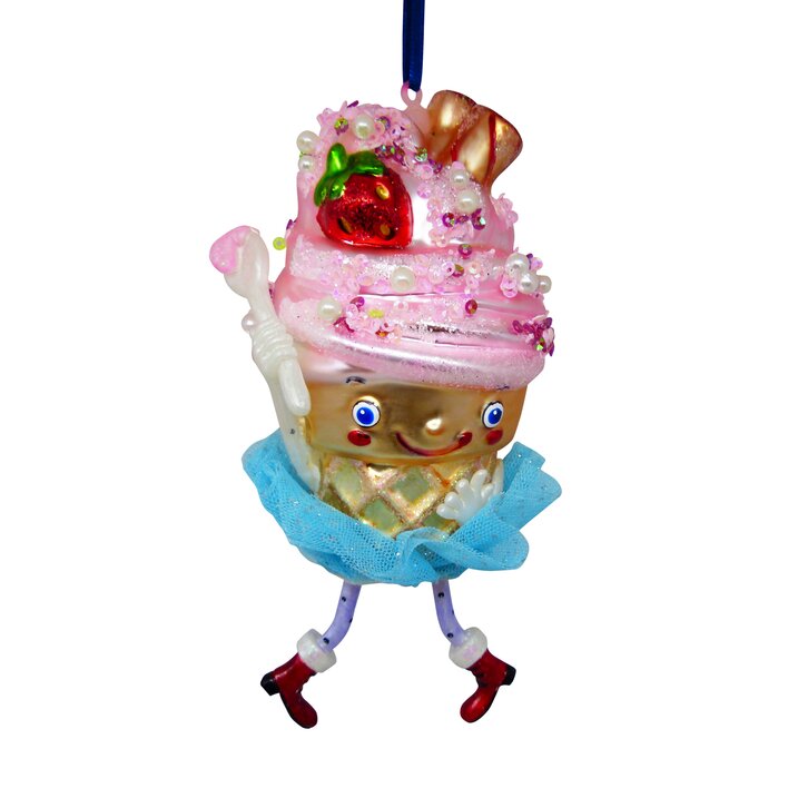 Hänger Eisbecher mit Tutu, rosa/blau