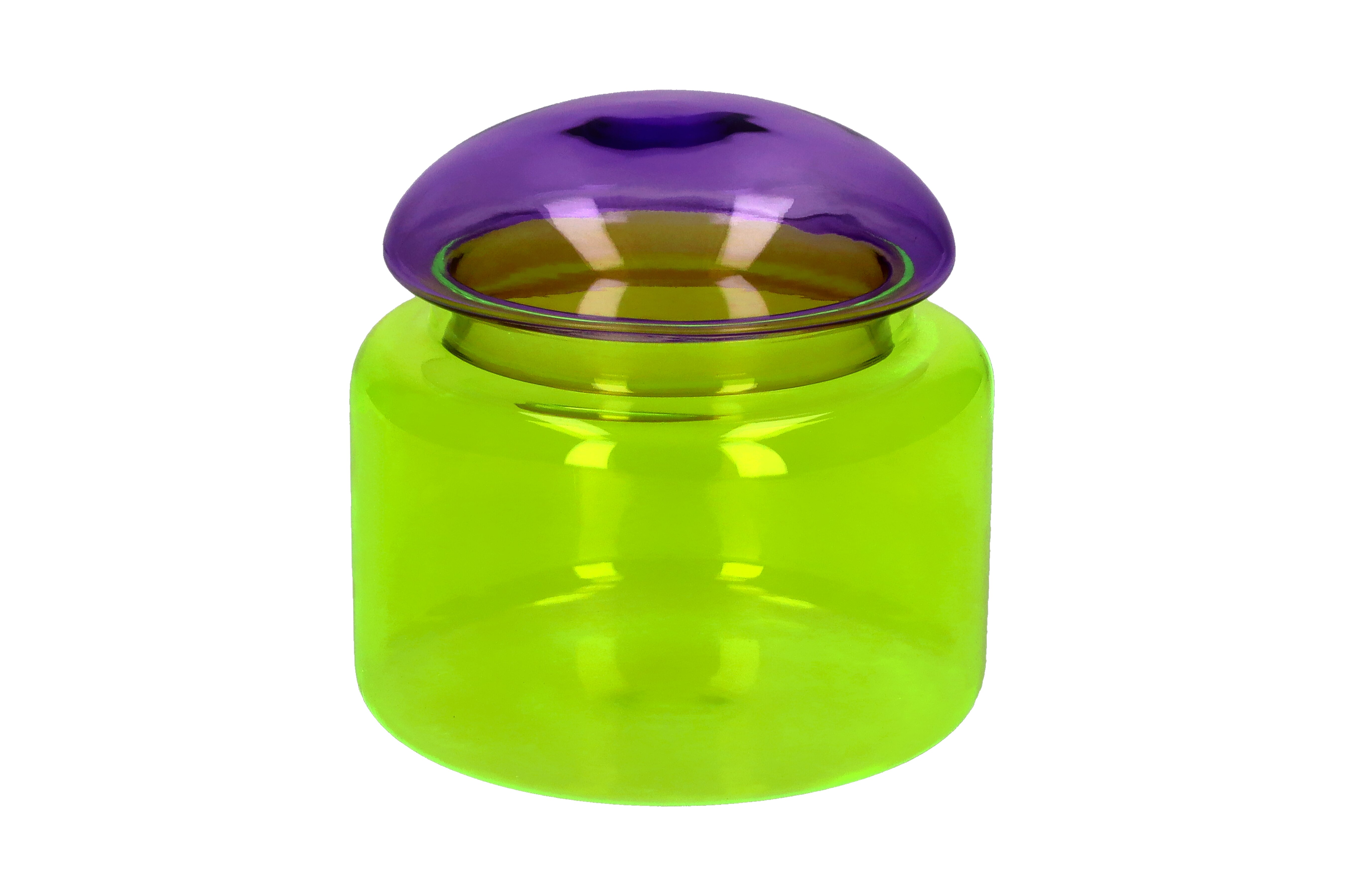 Voile, Glasdose, S, Borosilikatglas, neon, lila/grün, gs