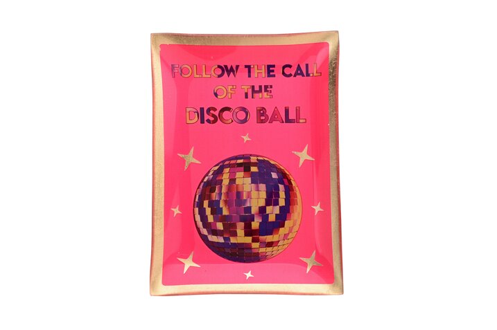 Love Plates, Glasteller M, Motiv: Follow the call of the disco ball, neon pink