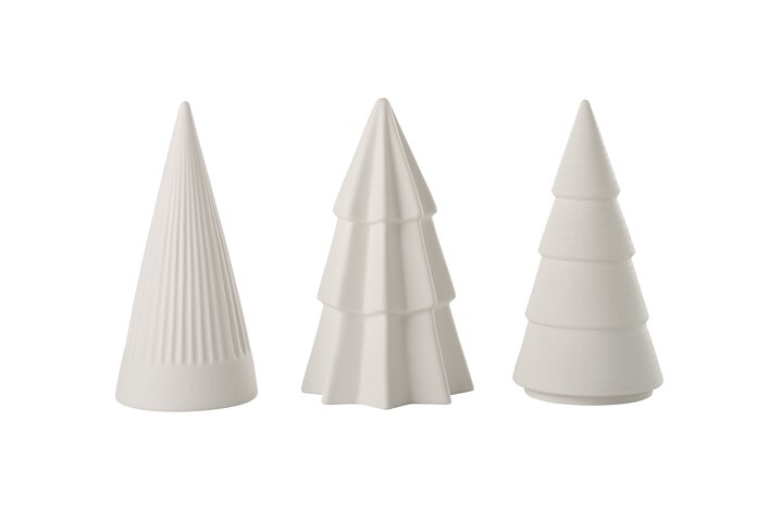 Agra, Weihnachtsbaum, M, 3fach sortiert, Porzellan, weiß