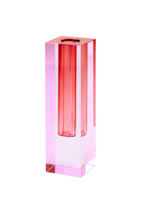 Sari,  Kristallglas Vase H17cm, pink/rot, gs