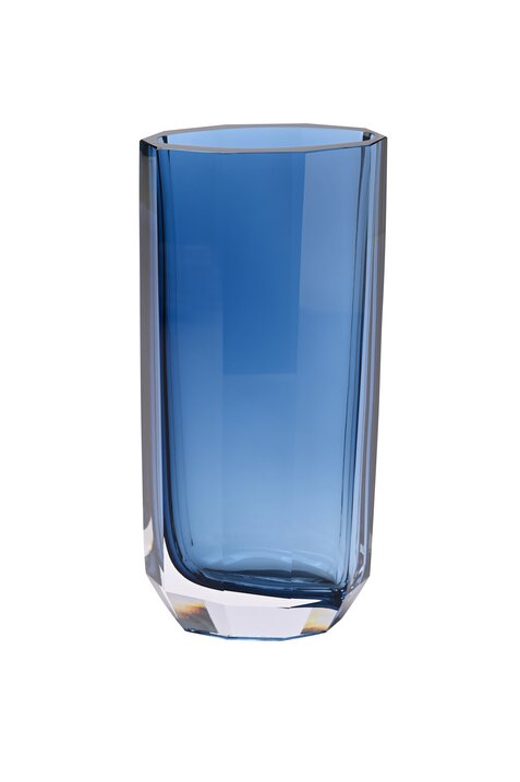 Cashmere, vase, stripes, M(h27,5cm), blue, solid