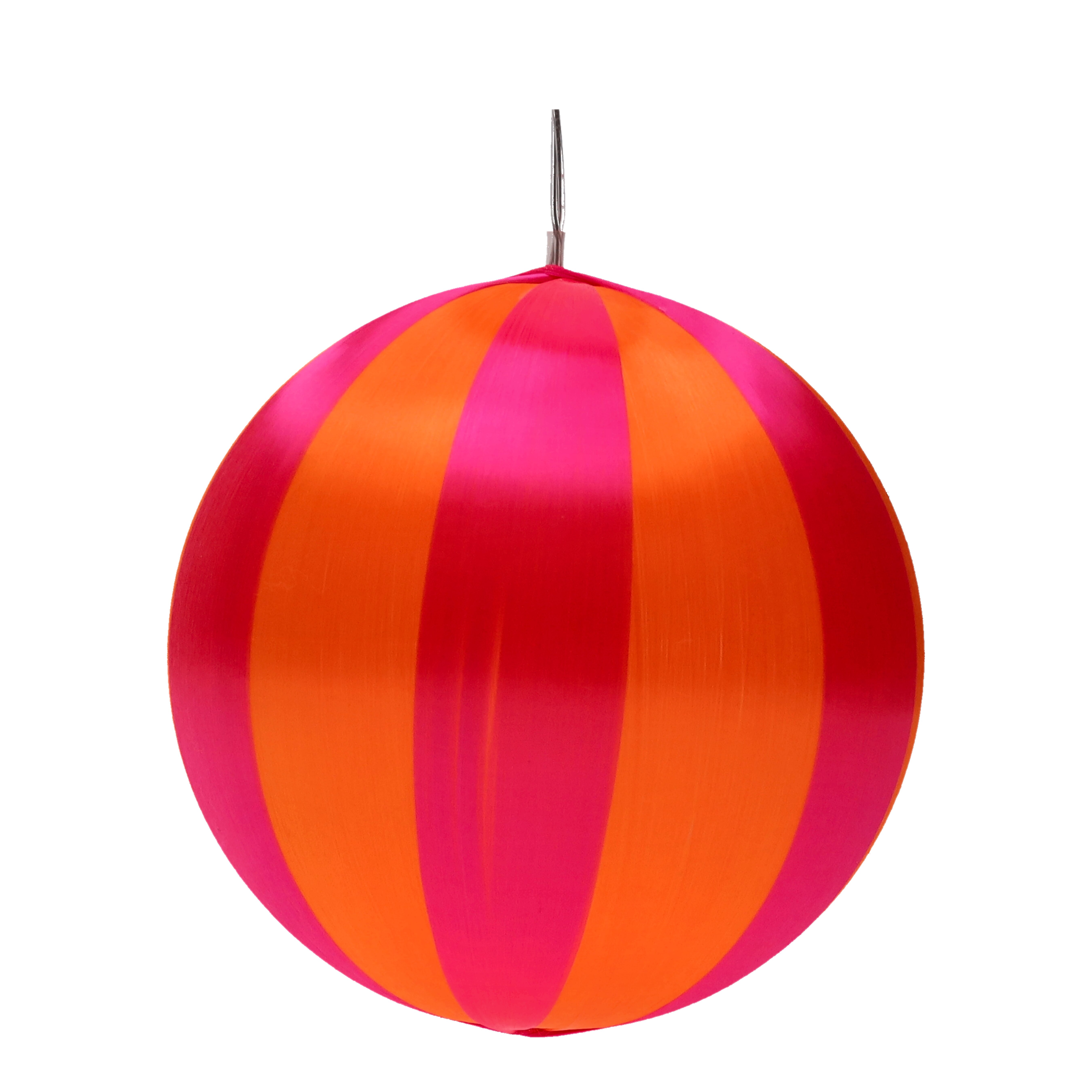 Chinois, LED Weihnachtskugel, 15cm, Streifen, orange/fuchsia