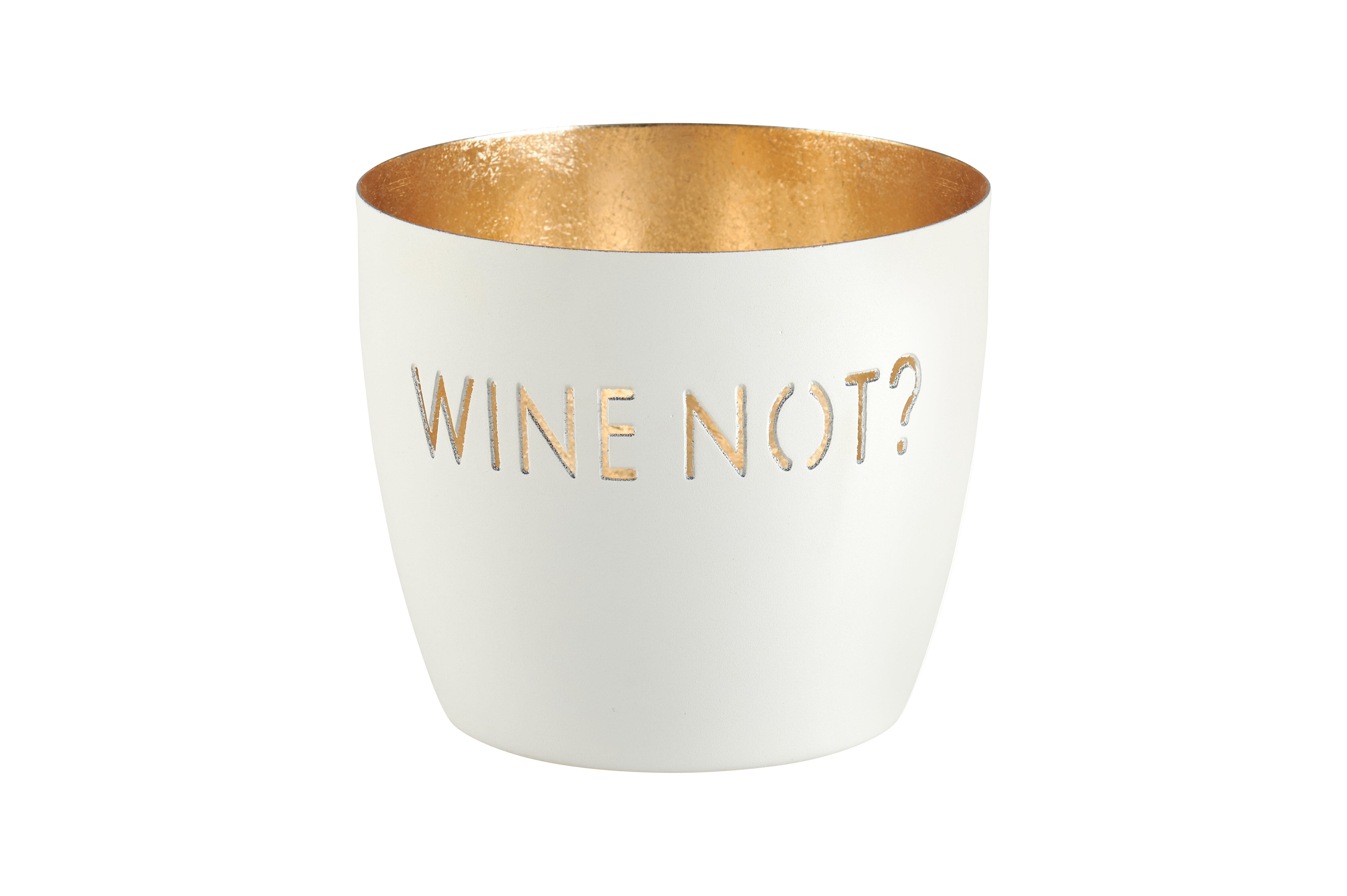 Madras, Windlicht, M, Motiv: Wine not?, weiß/gold