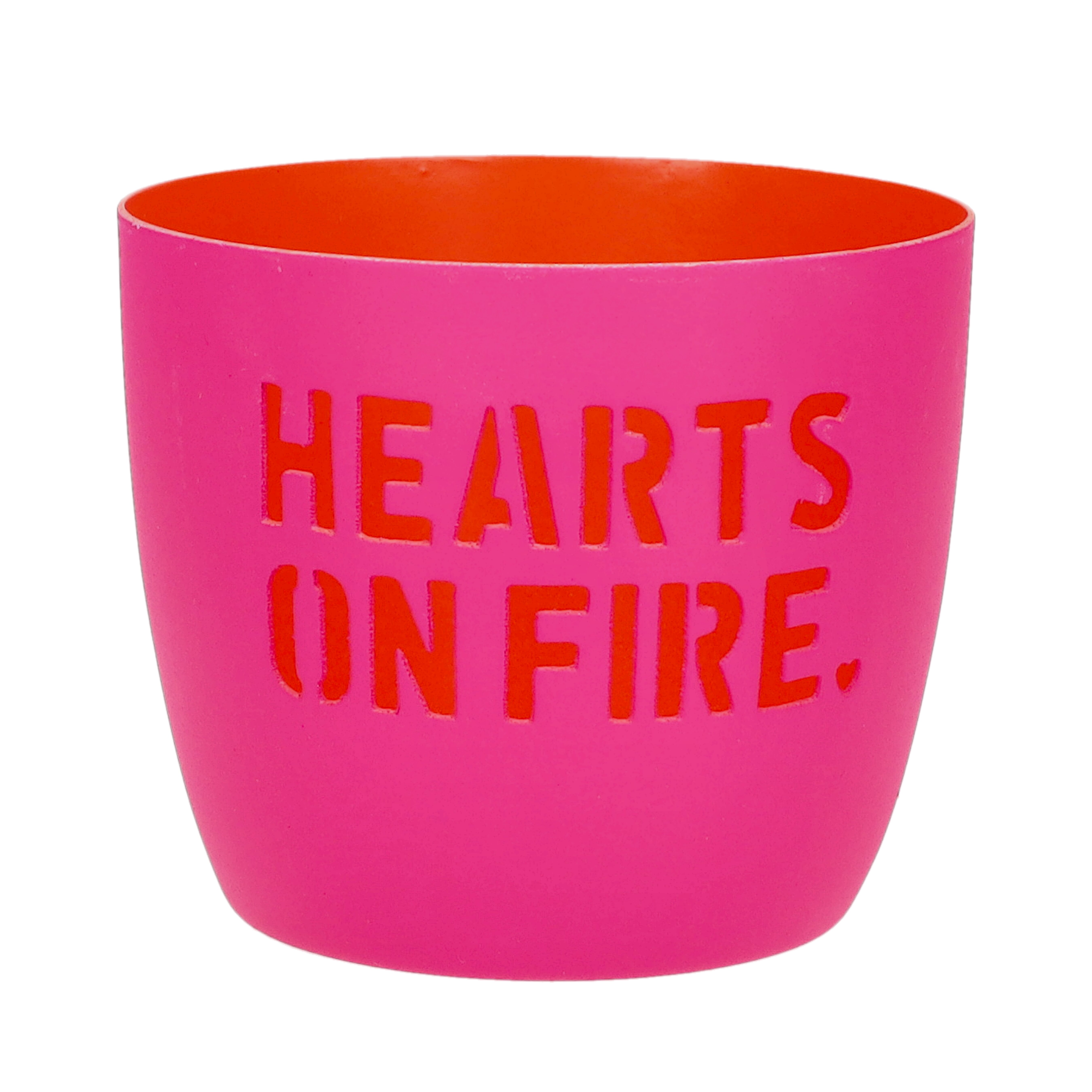 Madras, Windlicht, M, Motiv: Hearts on fire, hot pink/neon orange