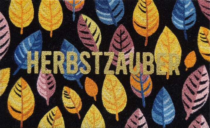 Fussmatte, Motiv: Herbstzauber, Glitzer, schwarz/gelb