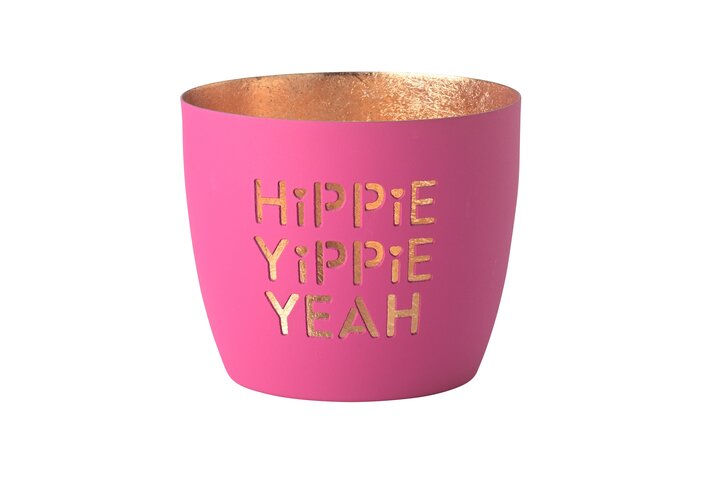 Madras, Windlicht, M, Motiv: Hippie yippie yeah, neon purple/gold