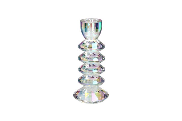 Sari, Kristallglas, Kerzenhalter H18,5cm, irisierend, transparent, gs