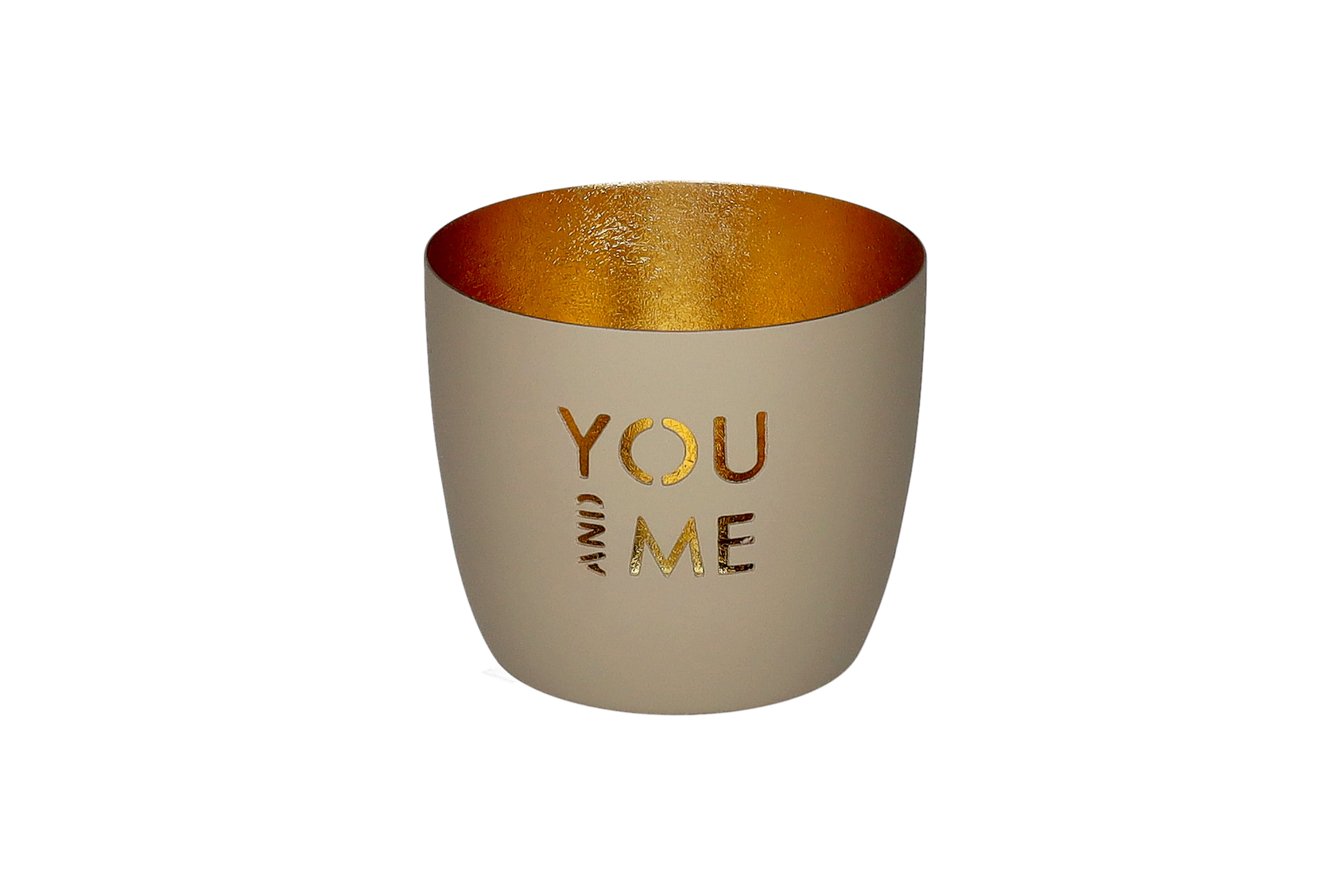 Madras, Windlicht, M, Motiv: You and me, sandstone/gold