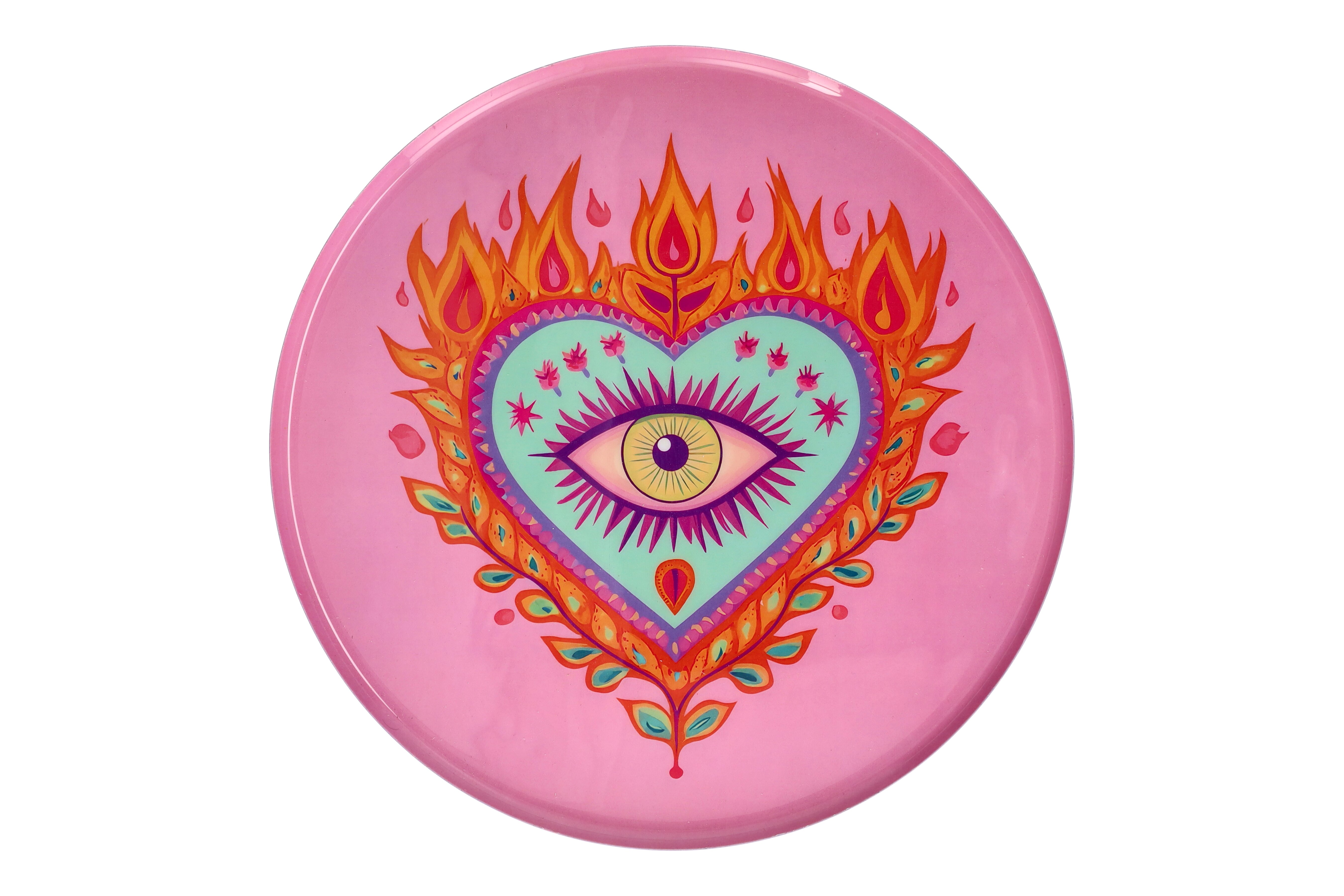 Love Trays, Dekotablett, L, Motiv: Heiliges Herz, rund, rosa