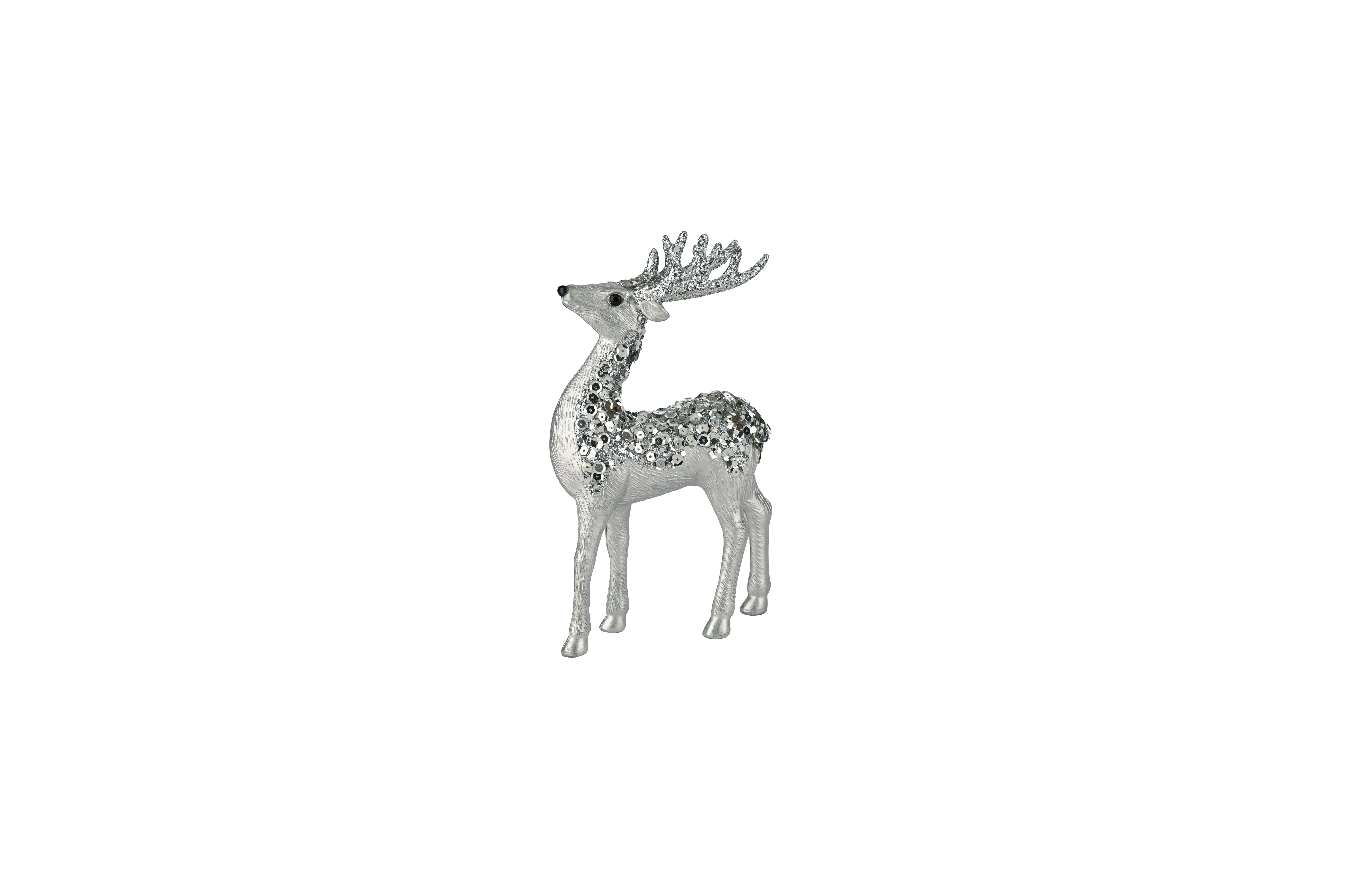 Seoul, Hirsch, H20,5cm, Pailletten, silber
