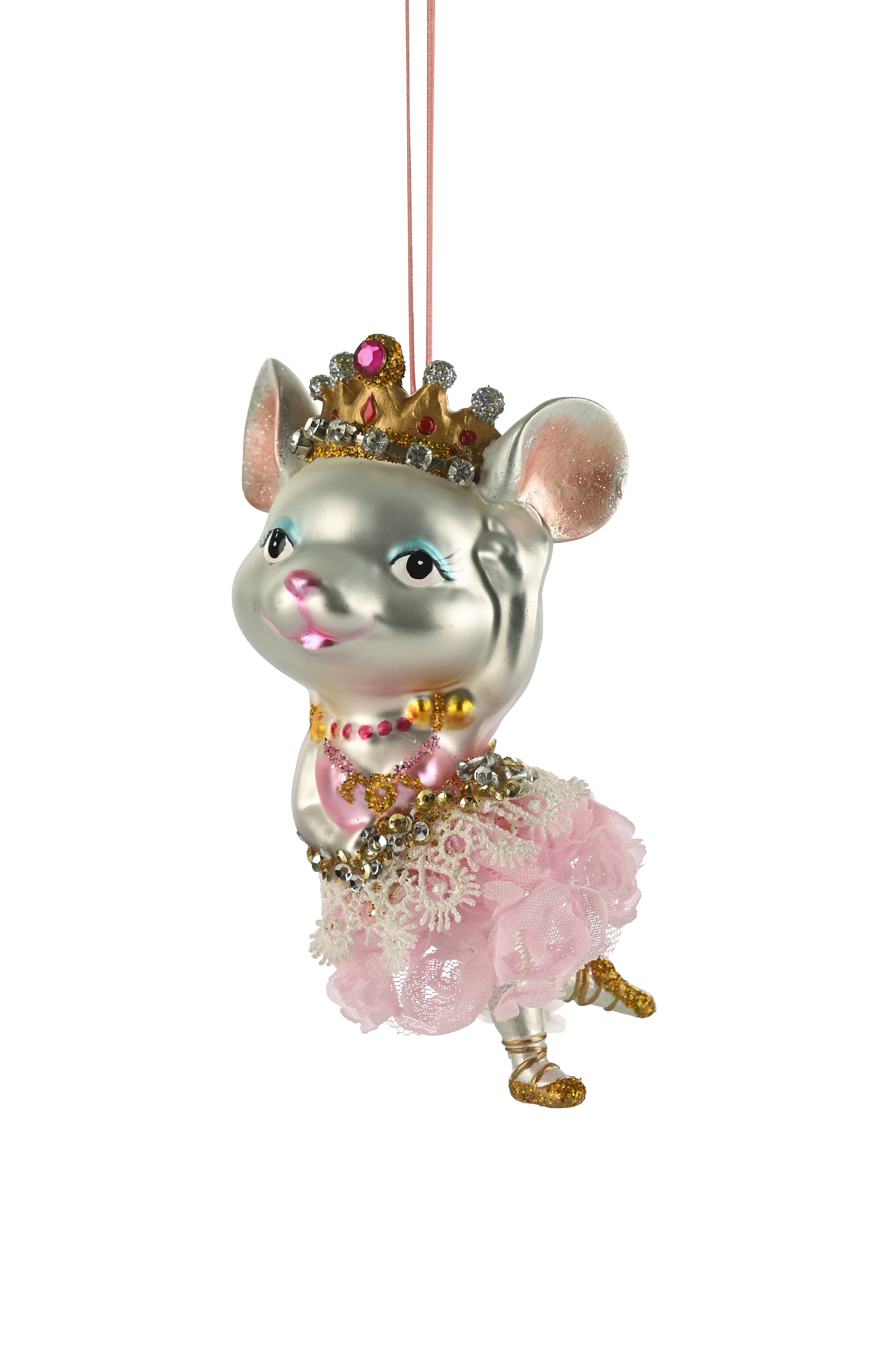 Hänger tanzende Maus, silber/rosa
