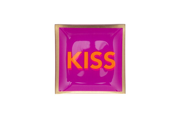 Love Plates, Glasteller S, Kiss,  fuchsia