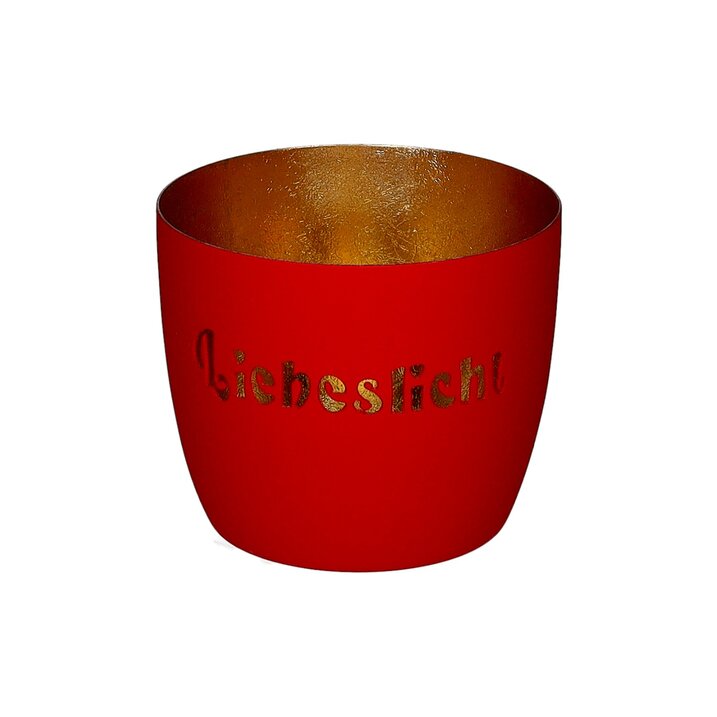 Madras, Windlicht, M, Motiv: Liebeslicht, rot/gold