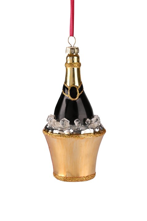 Hänger Champagnerflasche im Kühler, schwarz/gold