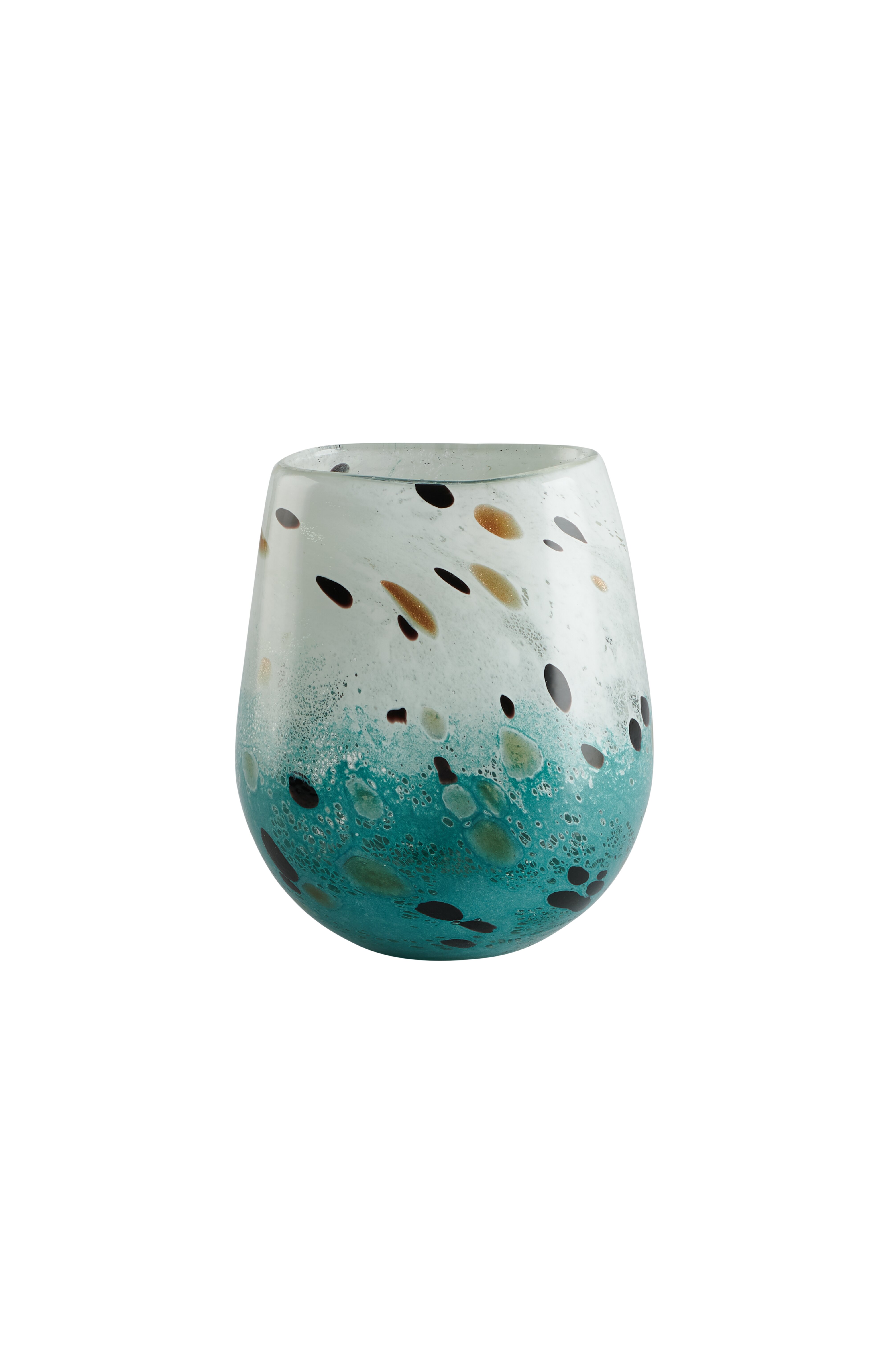 Chiffon, Vase, H13,5cm, weiß/türkis, df
