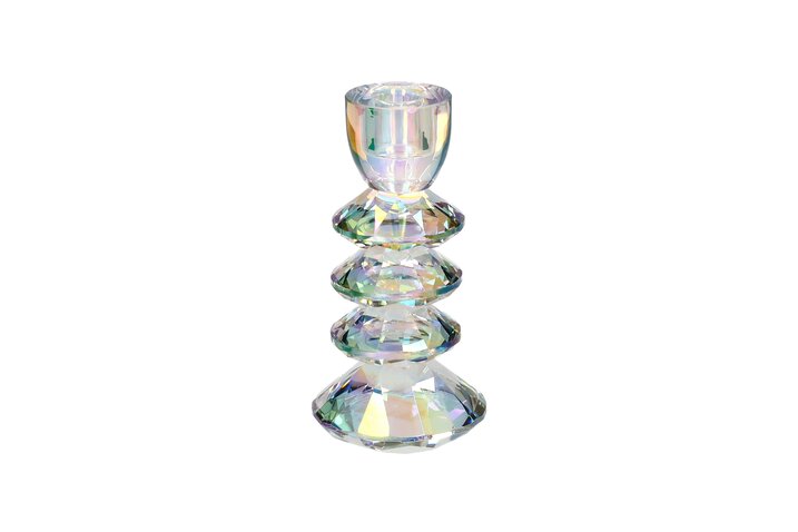 Sari, Kristallglas, Kerzenhalter H16cm, irisierend, transparent, gs