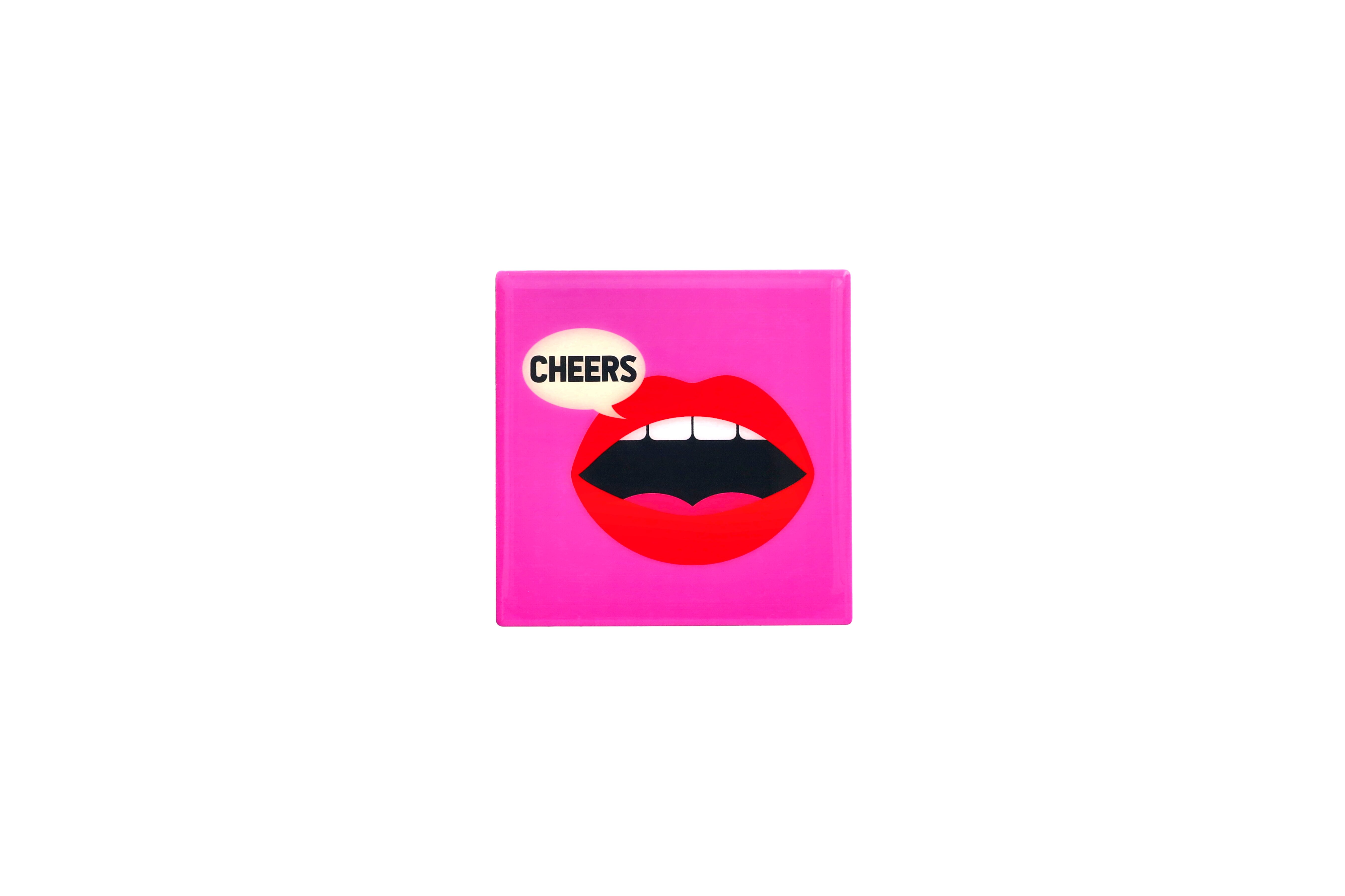 Love tiles, Untersetzer, Motiv: Cheers/Mund,  dunkel rosa