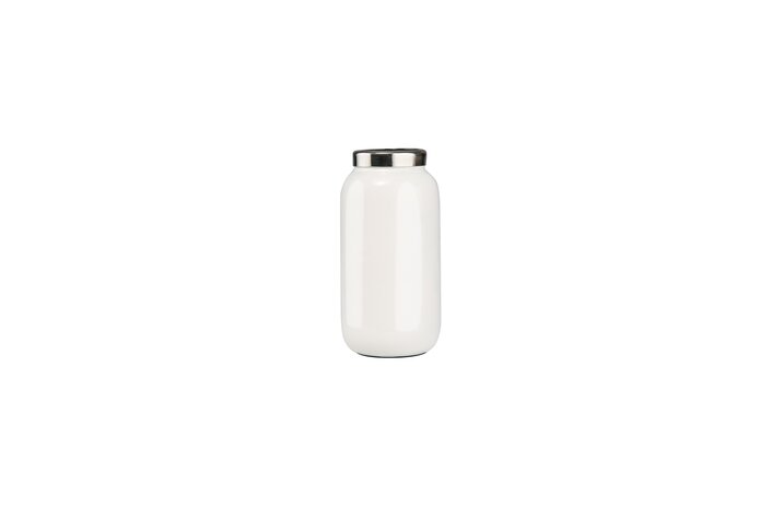 Saigon, Minivase mit Metallring (H9,5cm), weiß/silber