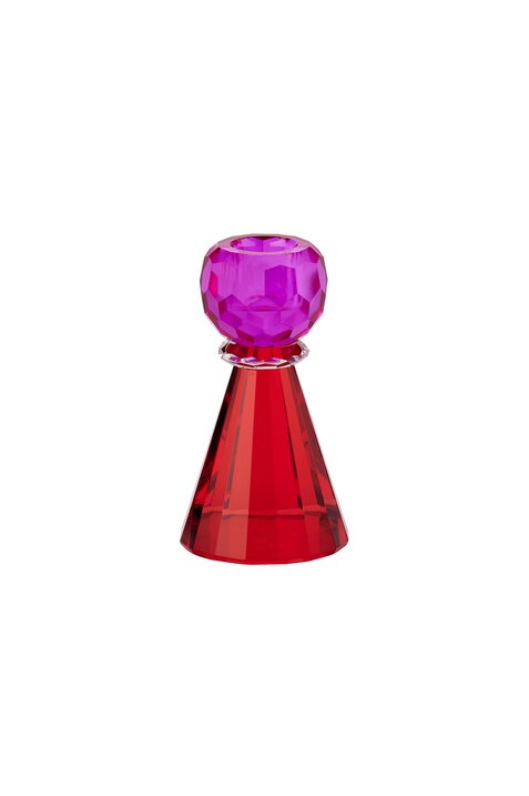 Sari, Kristallglas, Kerzenhalter H11,5cm, Konus, pink/rot, gs