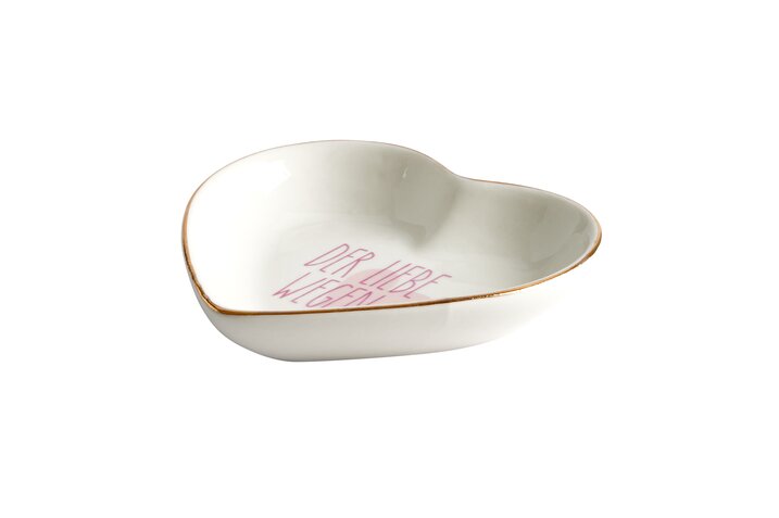 Love Plates, deco plate, porcelain, Der Liebe wegen, heart, deep, white