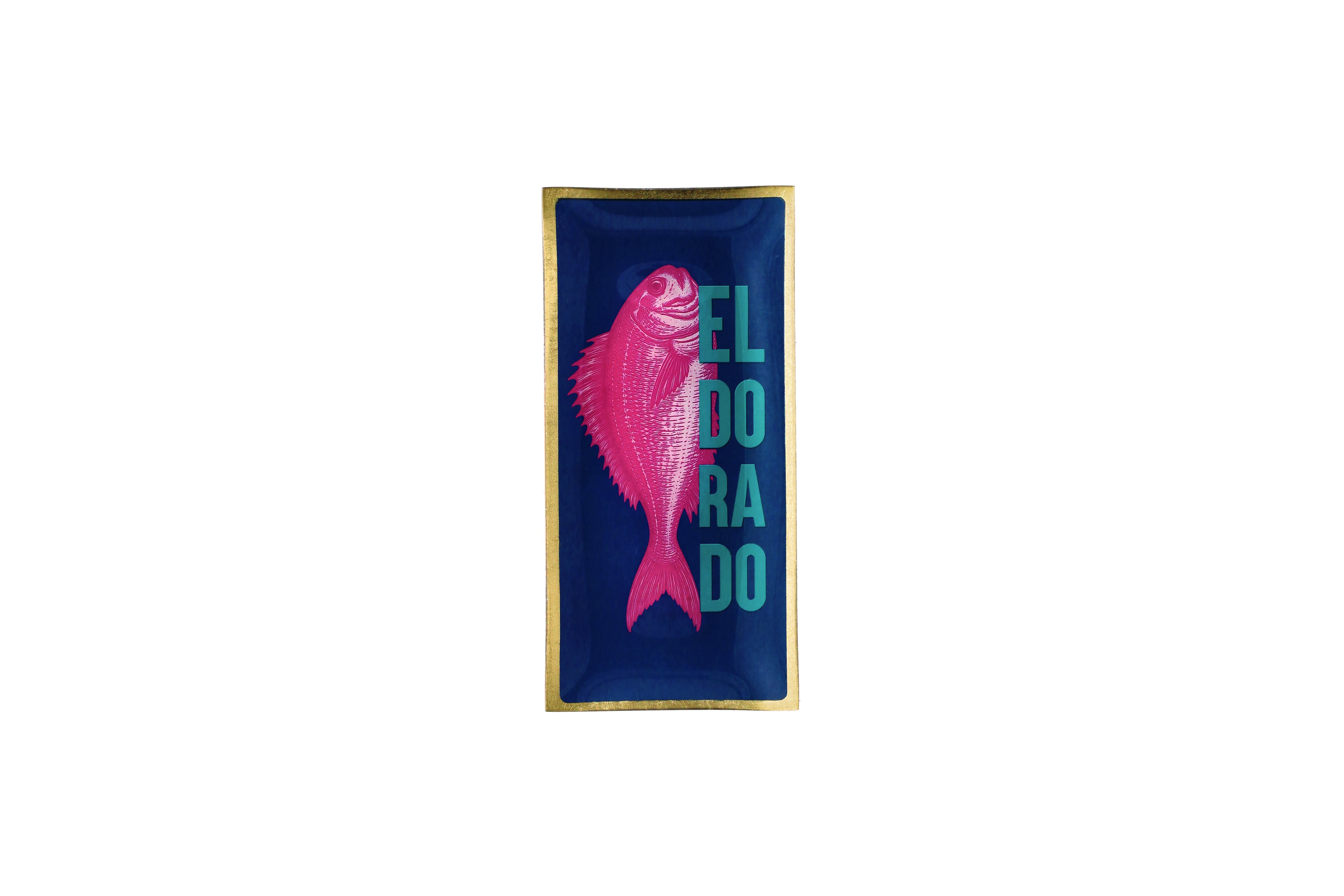 Love Plates, Glasteller L, Motiv: Eldorado/Fish, blau grau