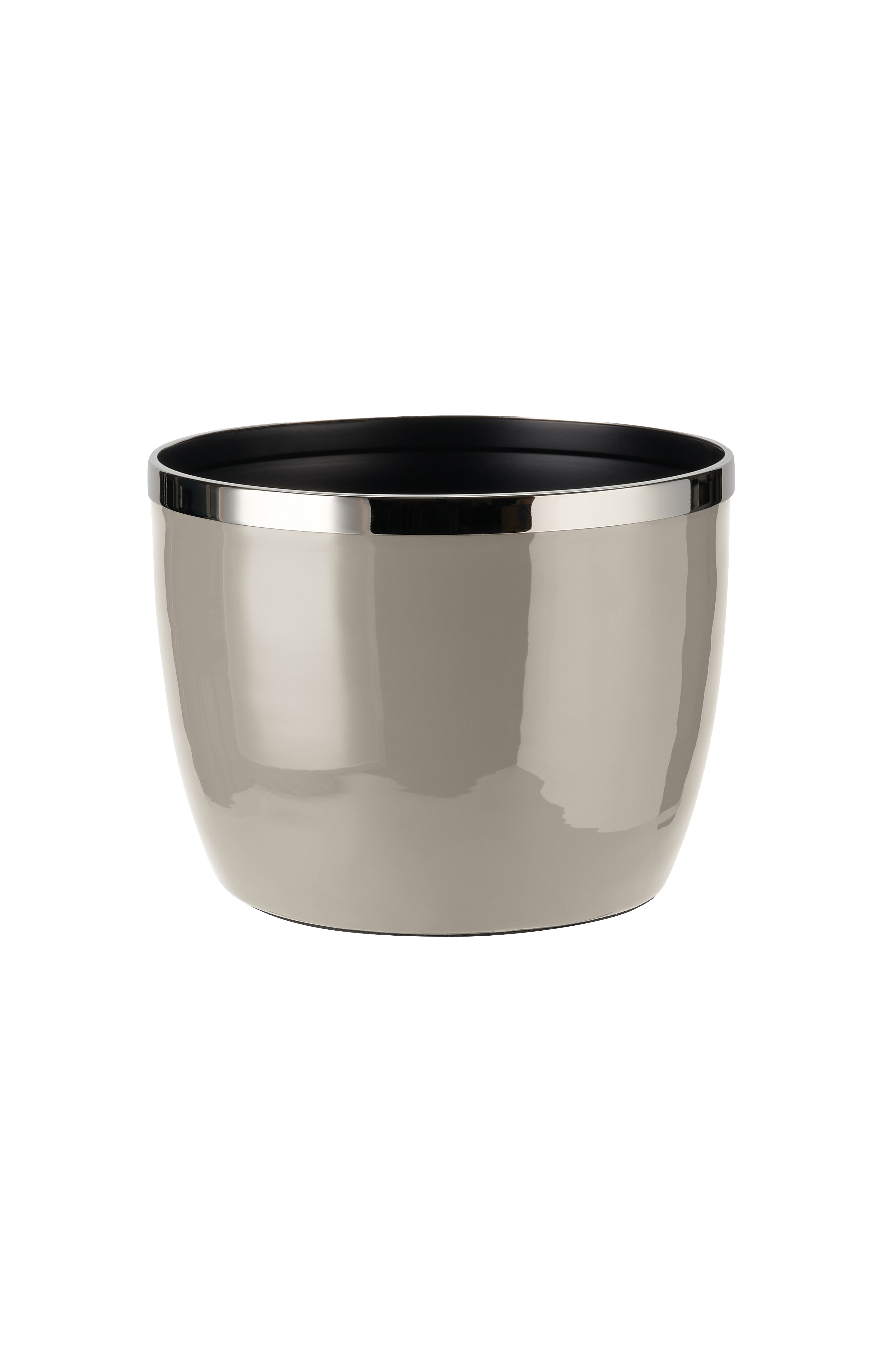 Saigon, Übertopf mit Metallring, M(H17cm), sandstone/silber