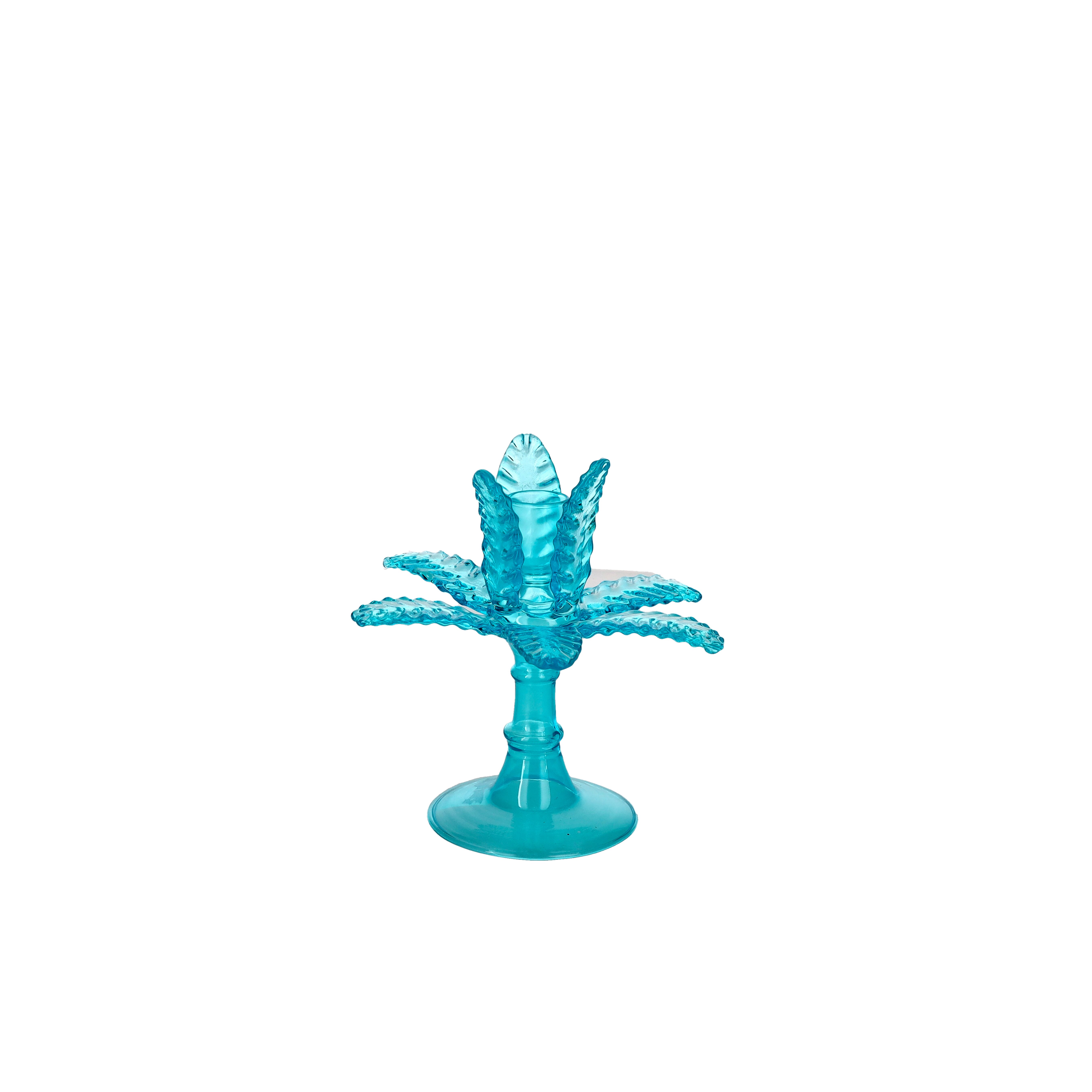 Jacquard candle holder,palm tree, S(H15,5cm), neon turquoise