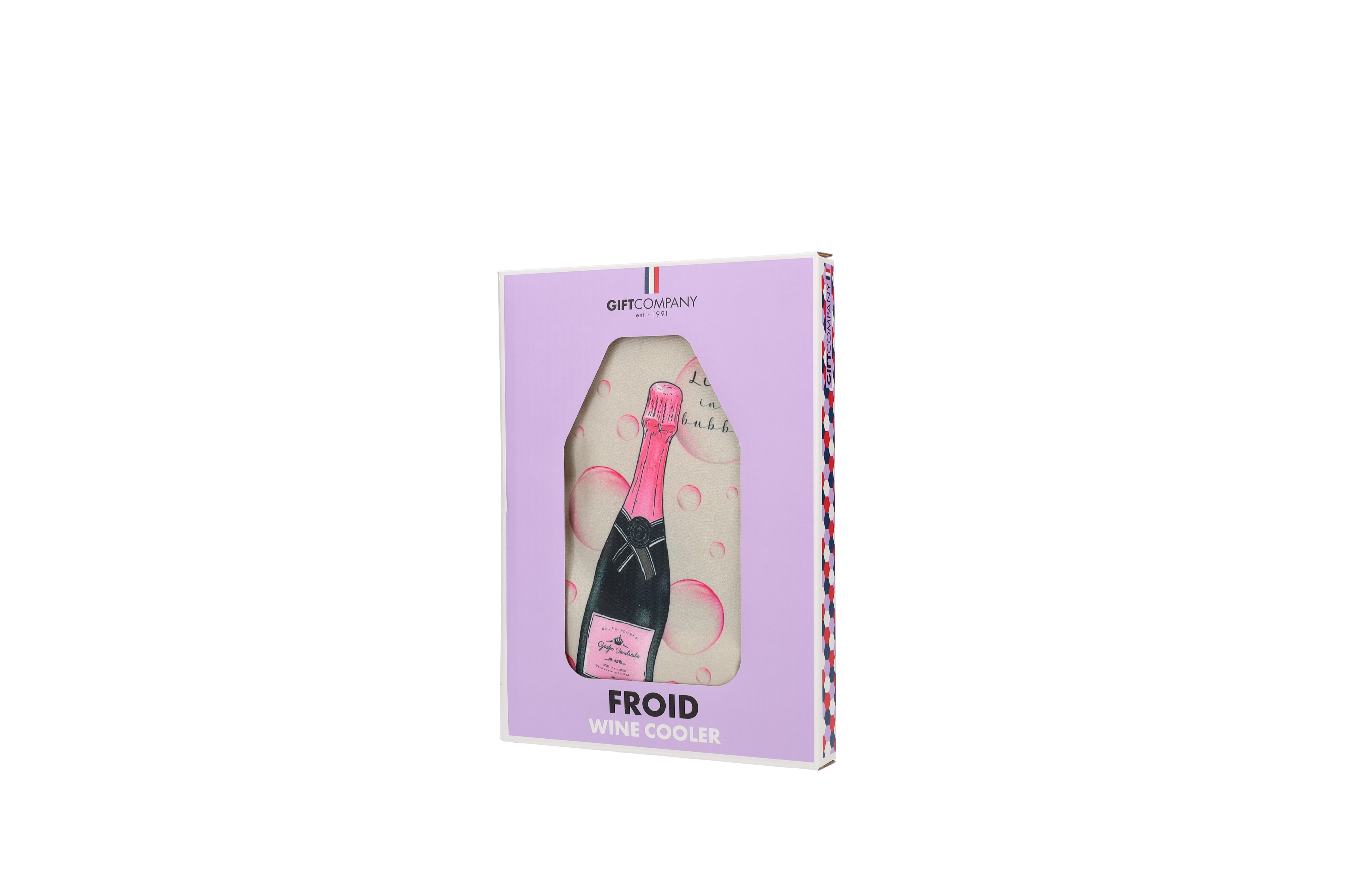 Froid, Kühlmanschette, Motiv: Champagnerflasche, grau/rosa