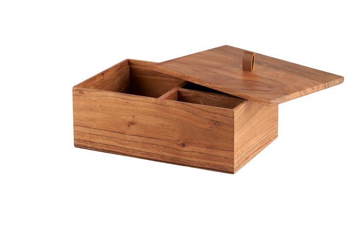 Bento, box w.division, accia wood, rectangular, nature