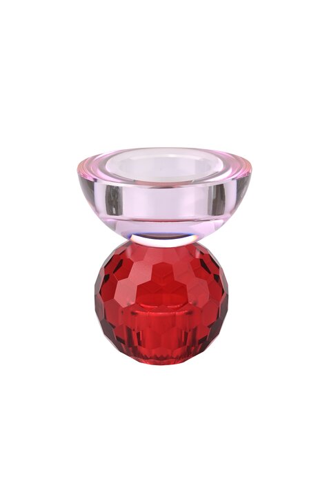 Sari, Kristallglas, Kerzenhalter/Teelichthalter, Kugel/Cabochon, rot/hellrosa, gs