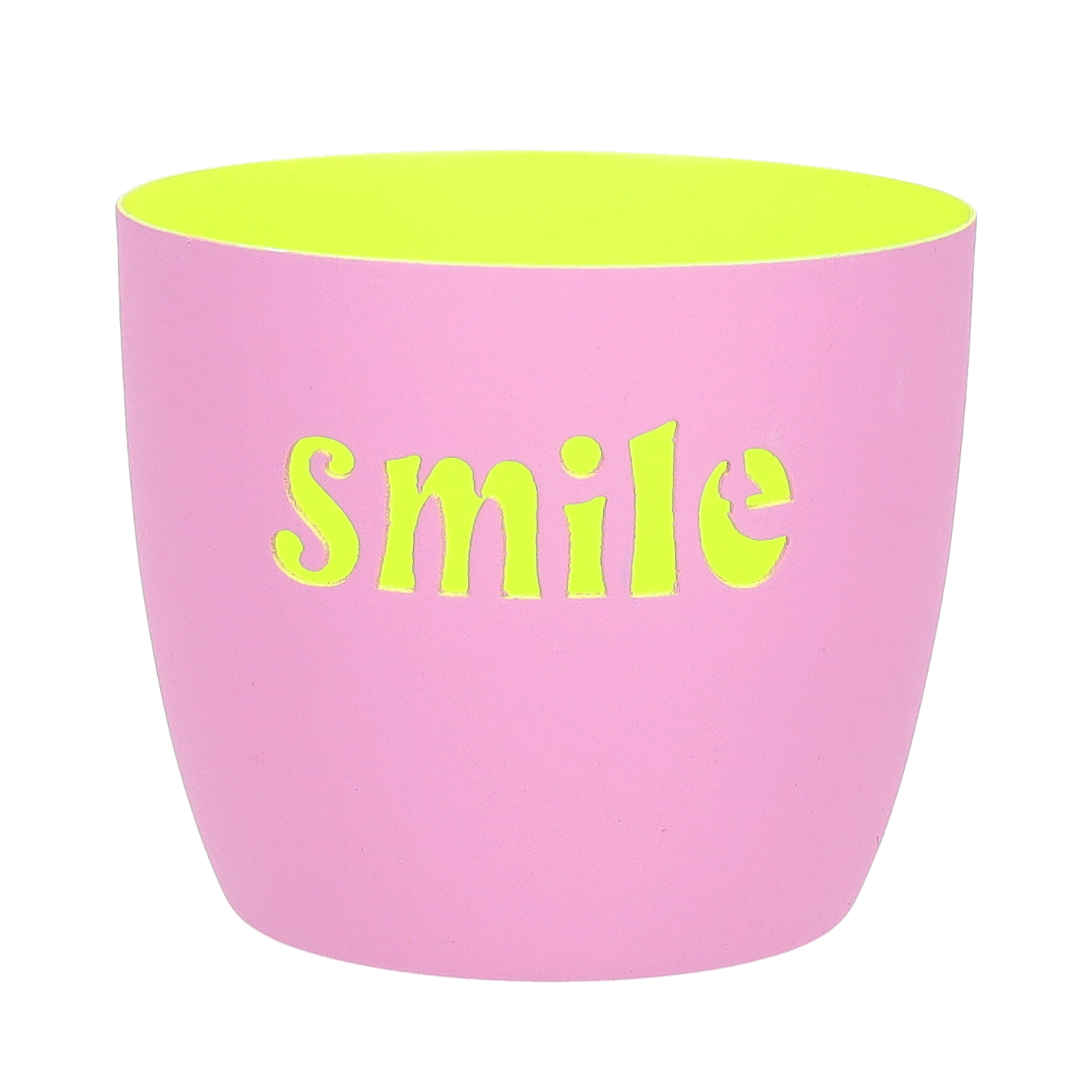Madras, votive, M, motive: smile, pastel purple/neon yellow