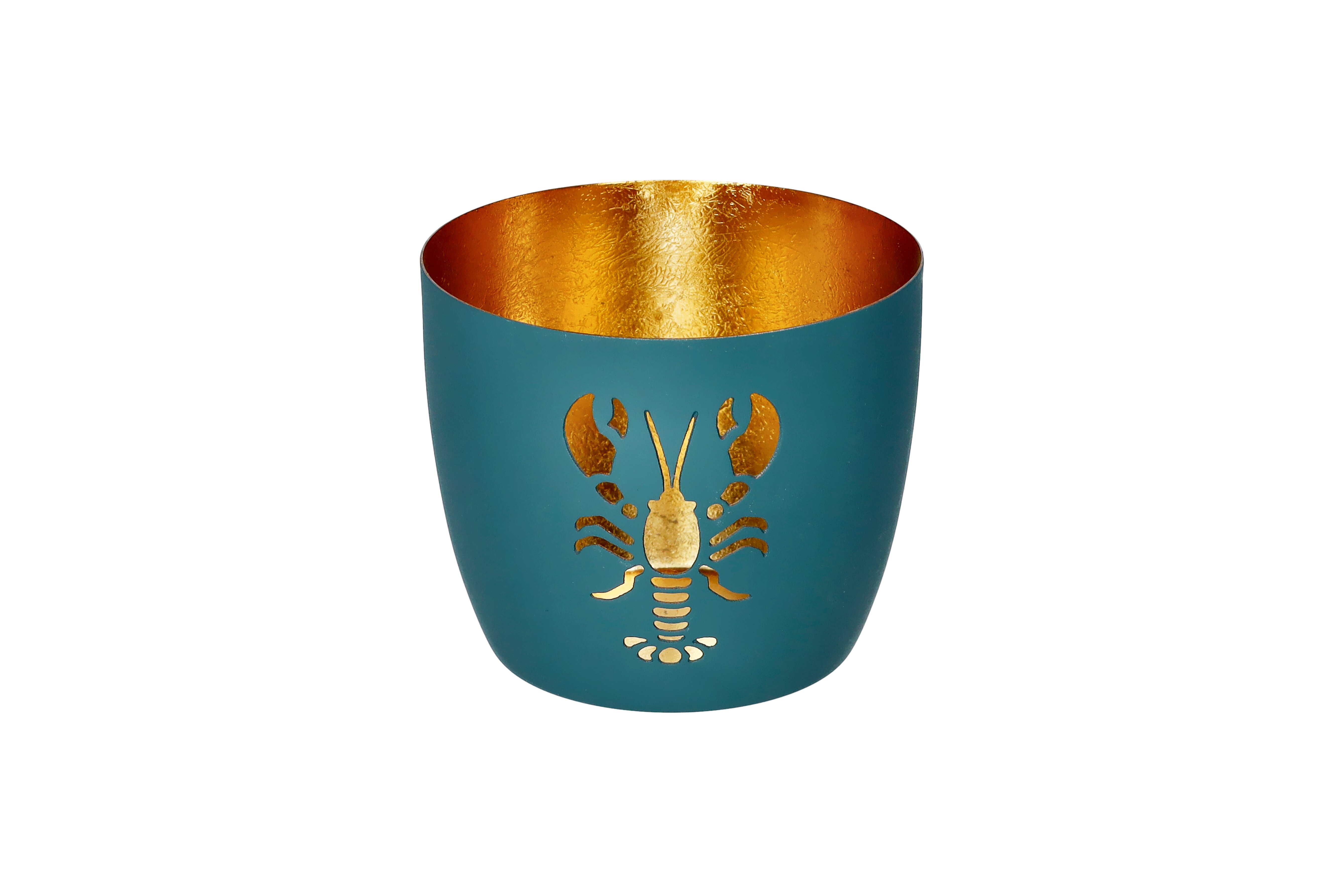 Madras, Windlicht, M, Motiv: Hummer, windsor/gold