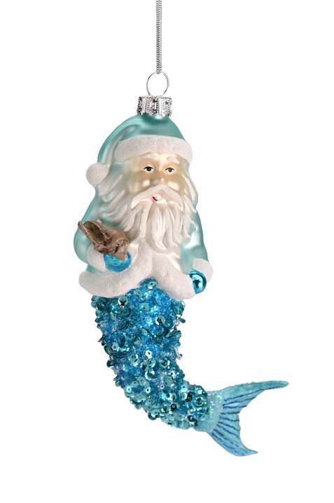 Hänger Santa mit Meerjungfrauenflosse, blau